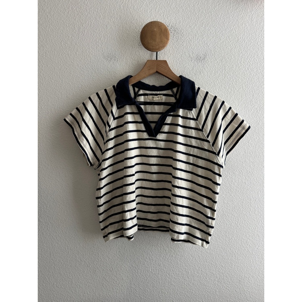 Madewell Boxy Striped Short Sleeve Polo Tee Size Small